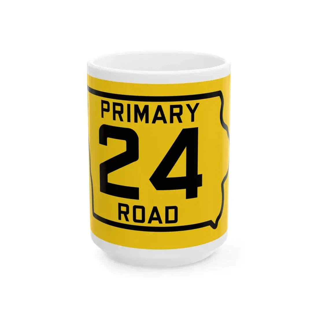 Iowa Primary 24 (Iowa) (Road Sign) White Coffee Mug 15oz - Go Mug Yourself