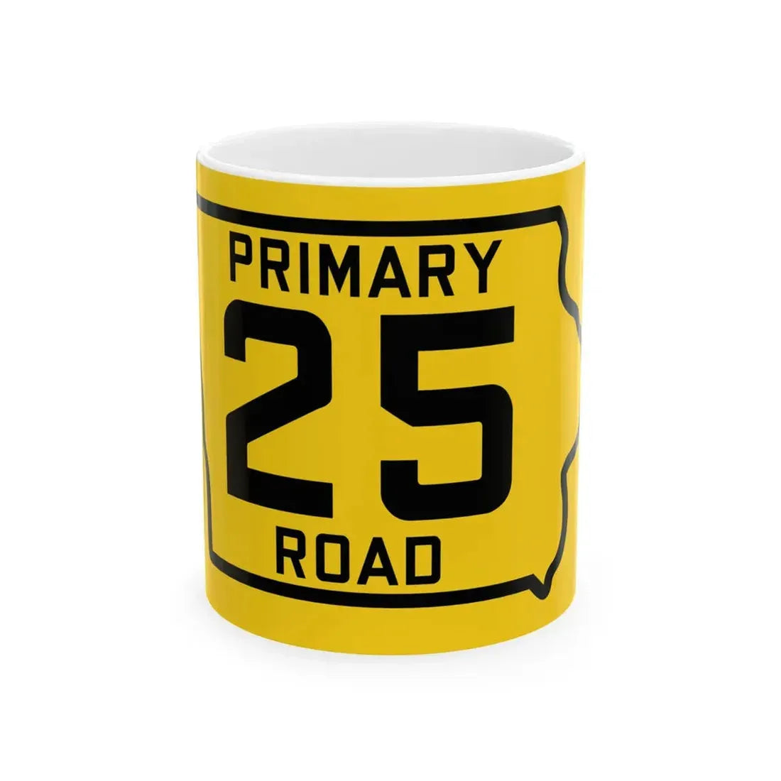 Iowa Primary 25 (Iowa) (Road Sign) White Coffee Mug 11oz - Go Mug Yourself