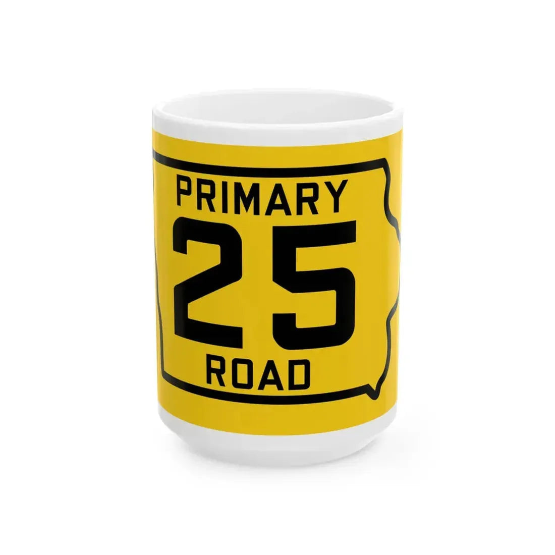 Iowa Primary 25 (Iowa) (Road Sign) White Coffee Mug 15oz - Go Mug Yourself