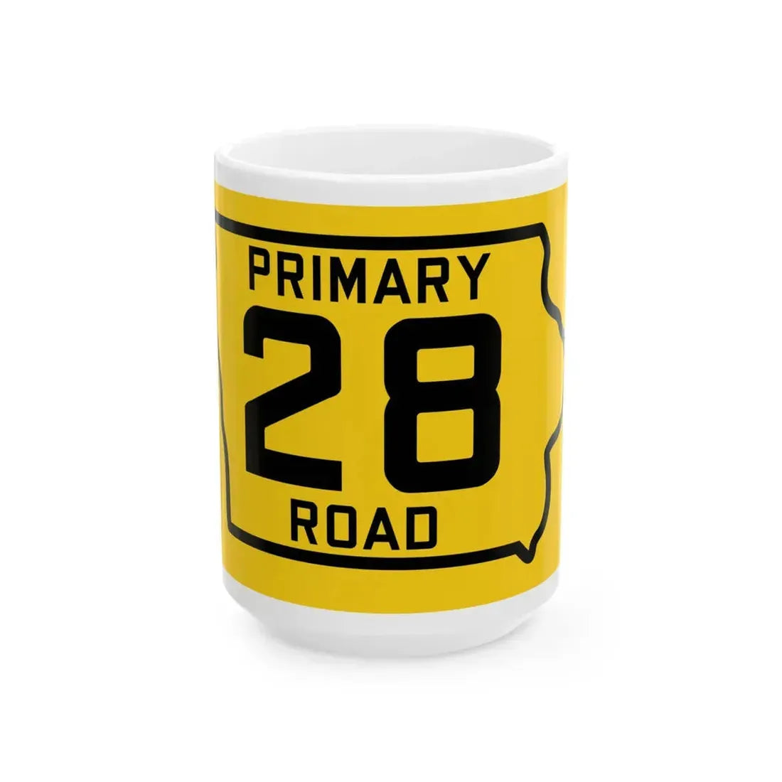 Iowa Primary 28 (Iowa) (Road Sign) White Coffee Mug 15oz - Go Mug Yourself