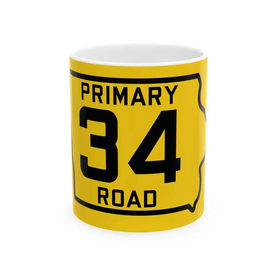 Iowa Primary 34 (Iowa) (Road Sign) White Coffee Mug 11oz - Go Mug Yourself