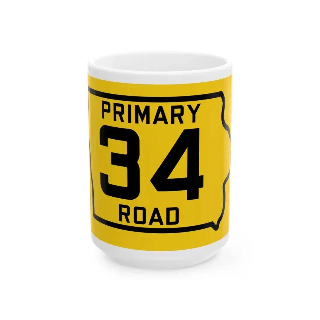 Iowa Primary 34 (Iowa) (Road Sign) White Coffee Mug 15oz - Go Mug Yourself