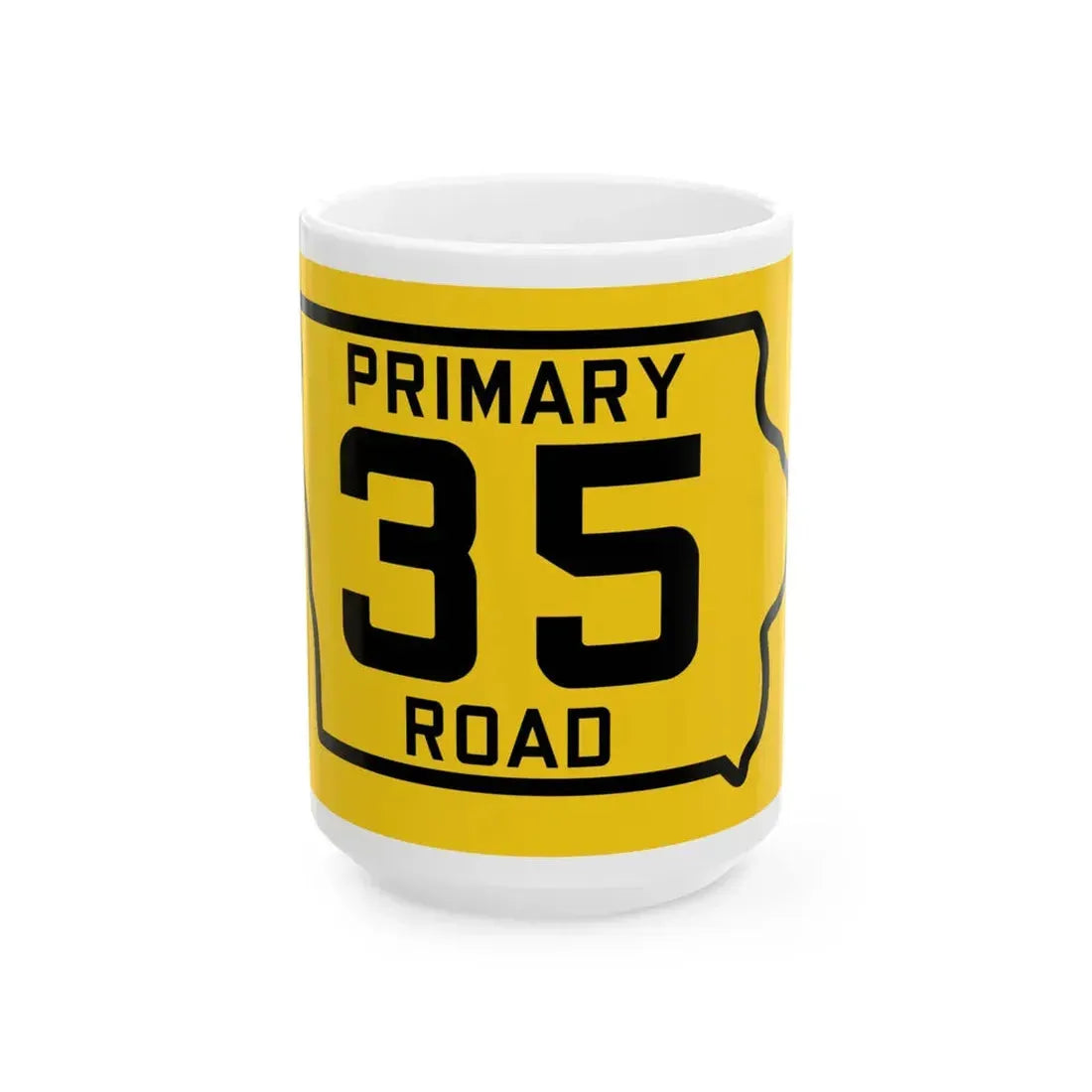 Iowa Primary 35 (Iowa) (Road Sign) White Coffee Mug 15oz - Go Mug Yourself