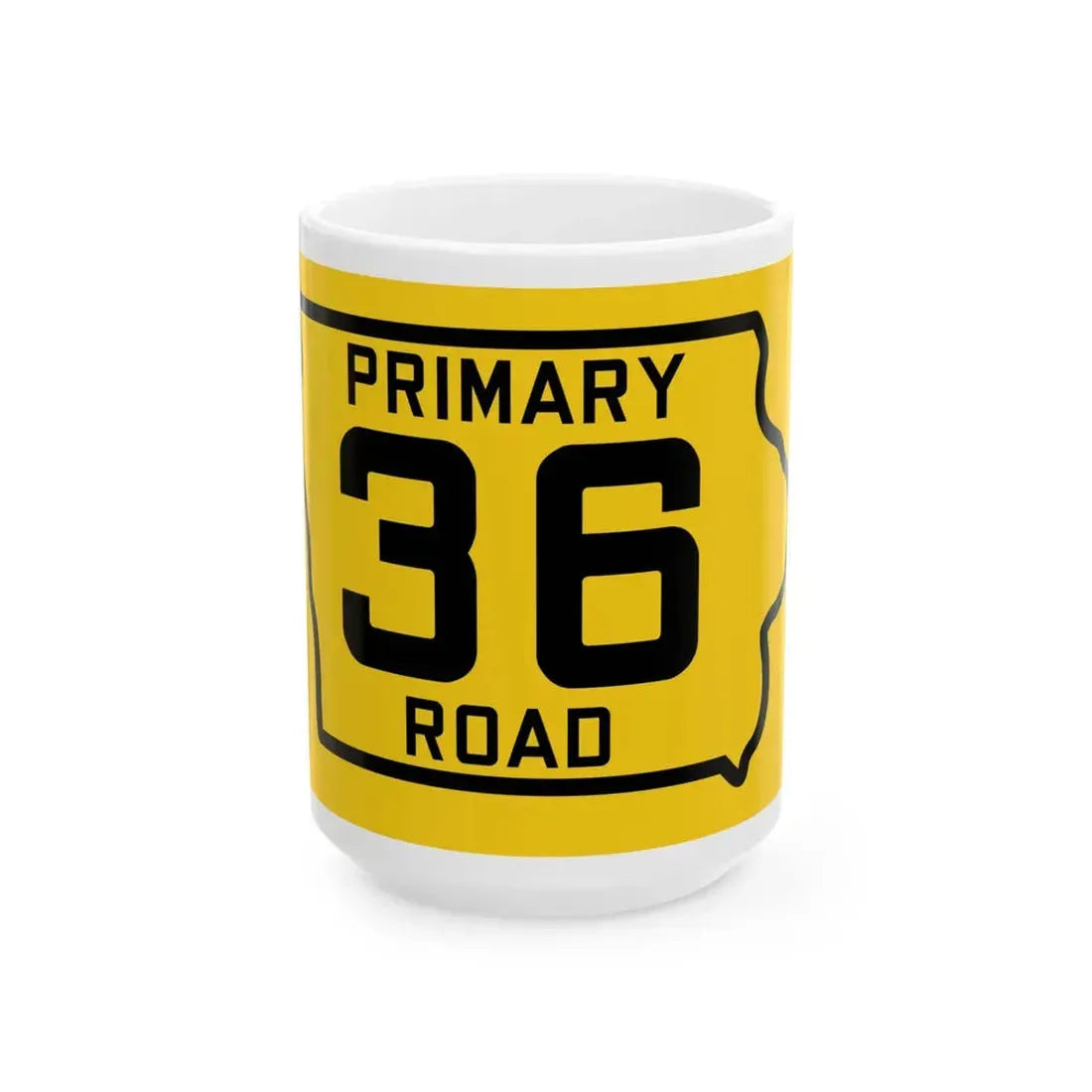 Iowa Primary 36 (Iowa) (Road Sign) White Coffee Mug 15oz - Go Mug Yourself