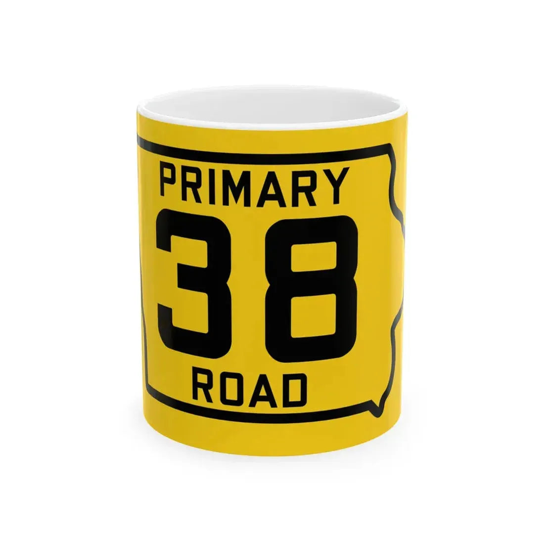 Iowa Primary 38 (Iowa) (Road Sign) White Coffee Mug 11oz - Go Mug Yourself