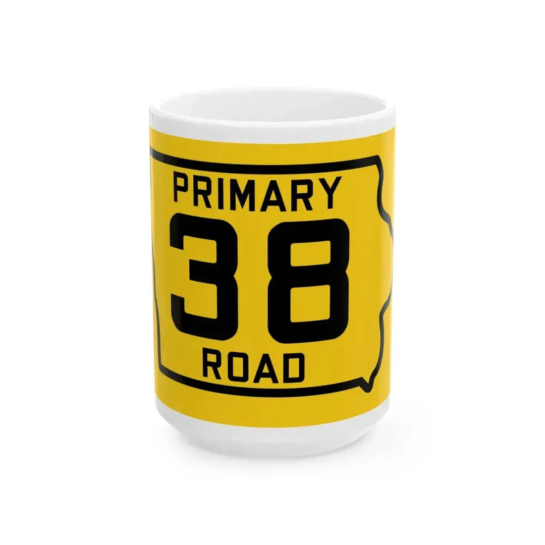 Iowa Primary 38 (Iowa) (Road Sign) White Coffee Mug 15oz - Go Mug Yourself