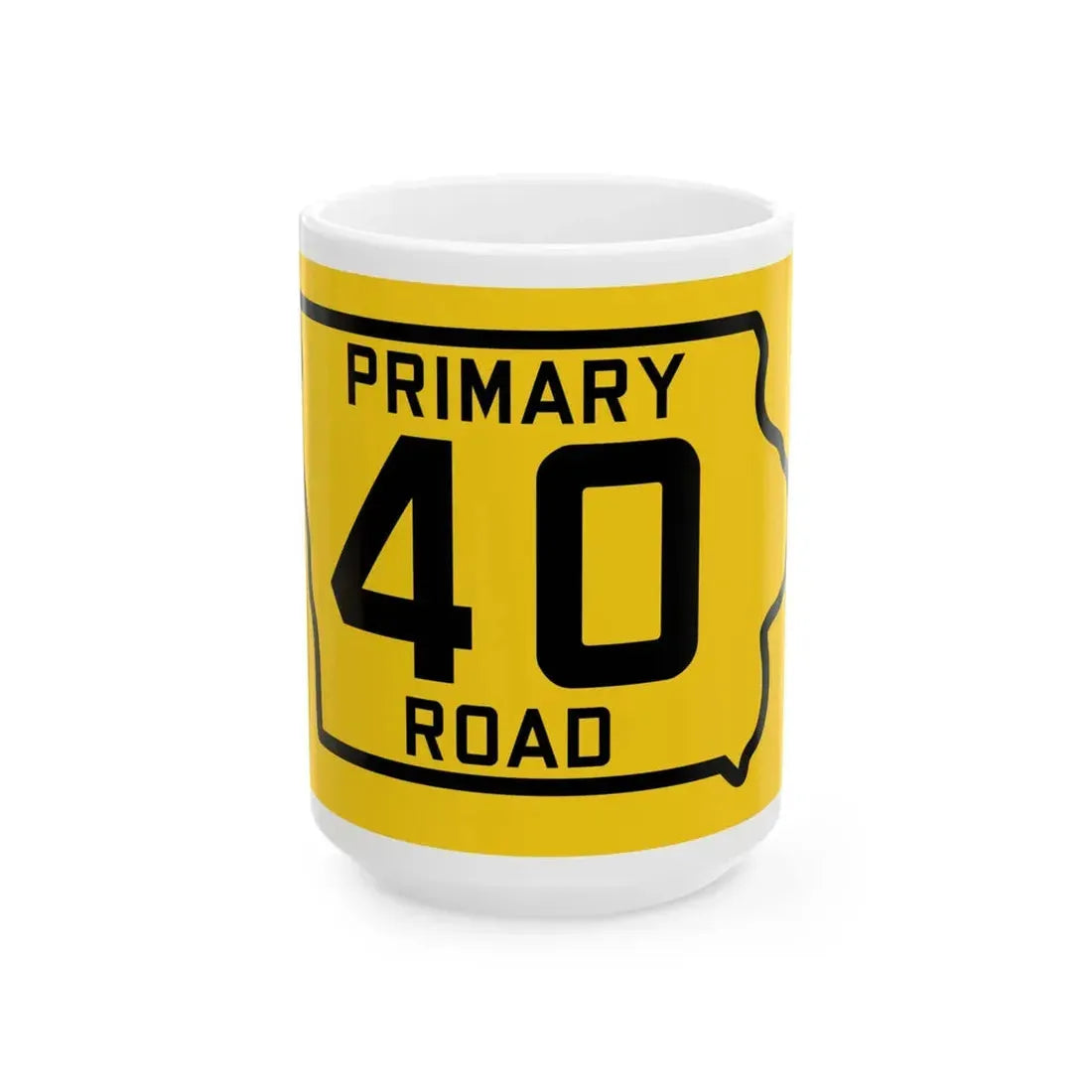 Iowa Primary 40 (Iowa) (Road Sign) White Coffee Mug 15oz - Go Mug Yourself