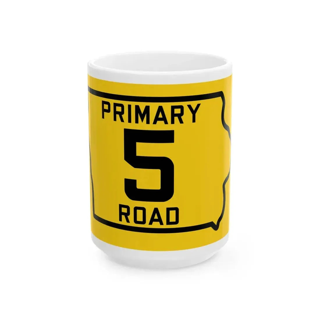 Iowa Primary 5 (Iowa) (Road Sign) White Coffee Mug 15oz - Go Mug Yourself