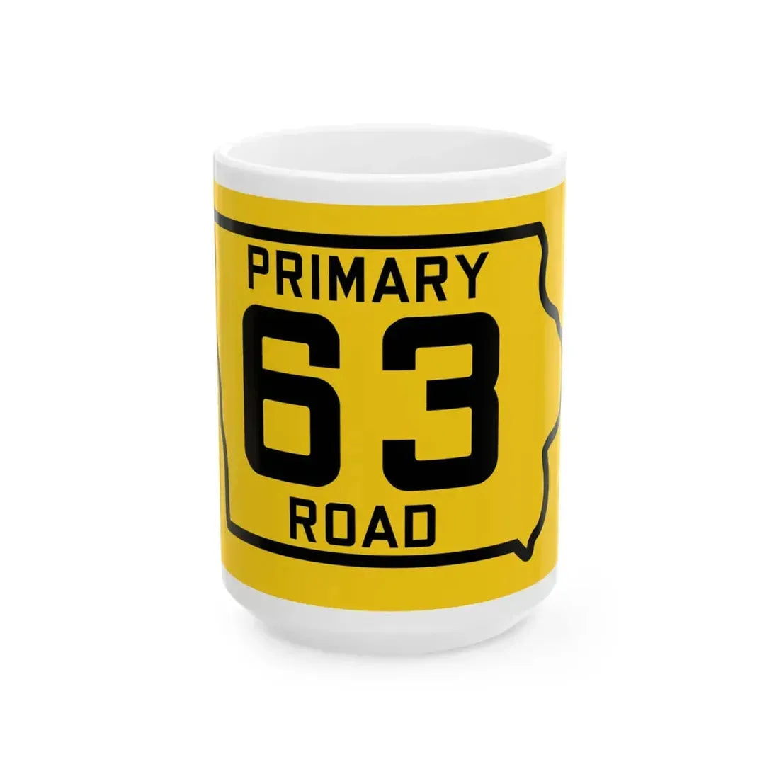 Iowa Primary 63 (Iowa) (Road Sign) White Coffee Mug 15oz - Go Mug Yourself
