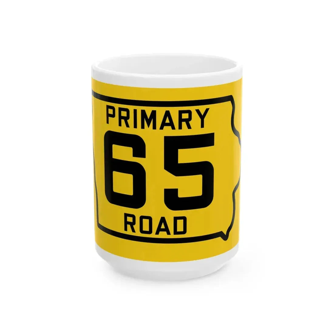 Iowa Primary 65 (Iowa) (Road Sign) White Coffee Mug 15oz - Go Mug Yourself