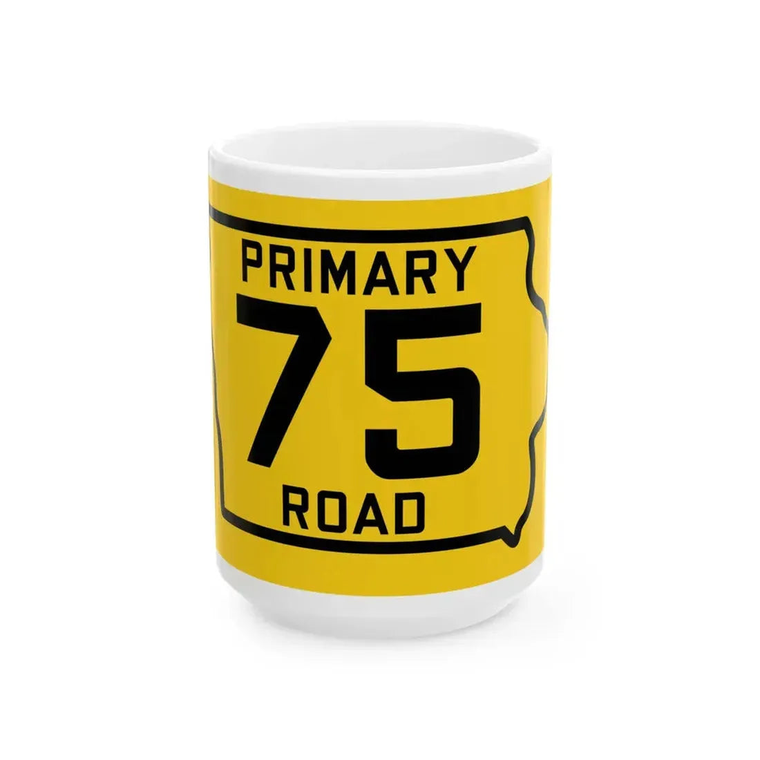 Iowa Primary 75 (Iowa) (Road Sign) White Coffee Mug 15oz - Go Mug Yourself