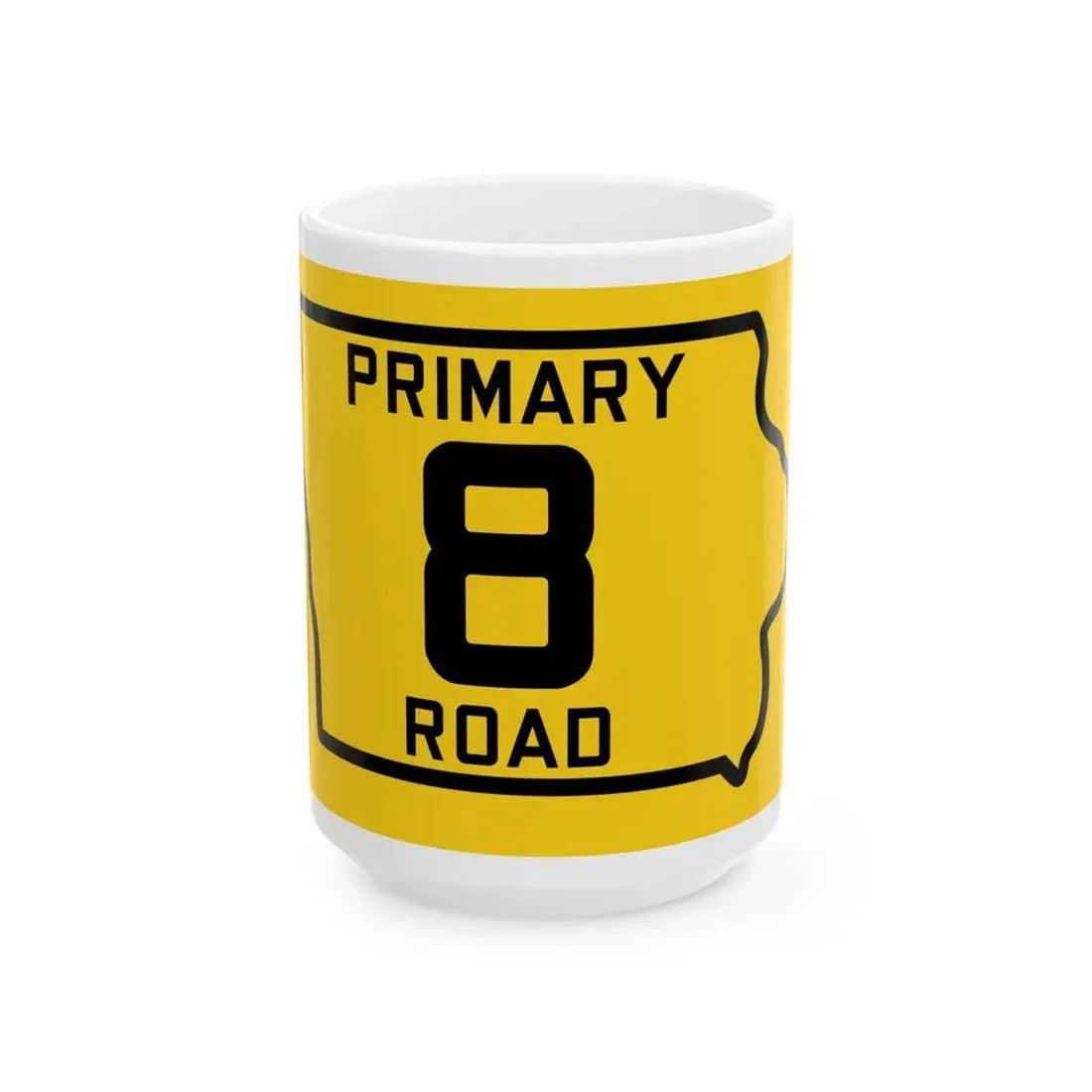 Iowa Primary 8 (Iowa) (Road Sign) White Coffee Mug 15oz - Go Mug Yourself