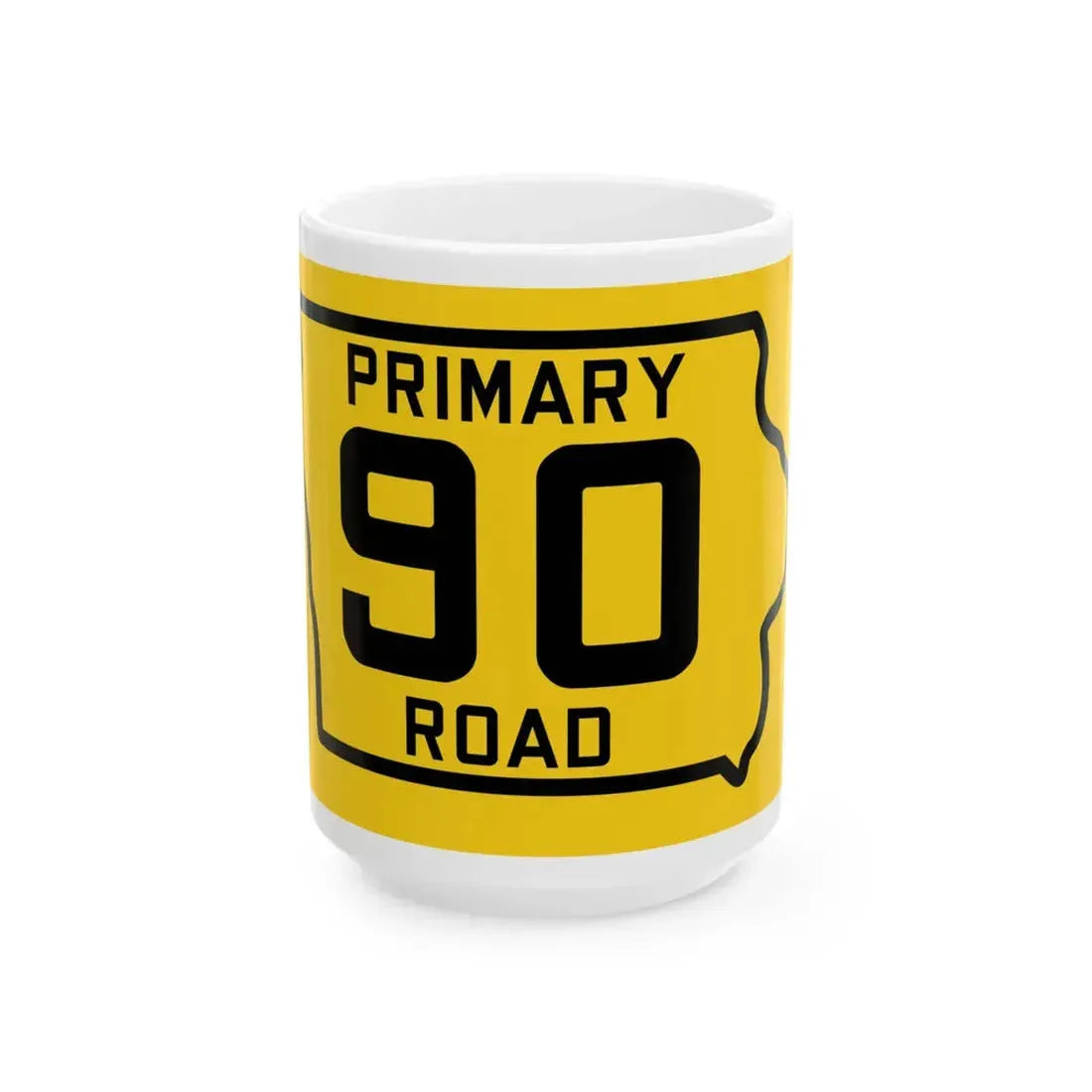 Iowa Primary 90 (Iowa) (Road Sign) White Coffee Mug 15oz - Go Mug Yourself