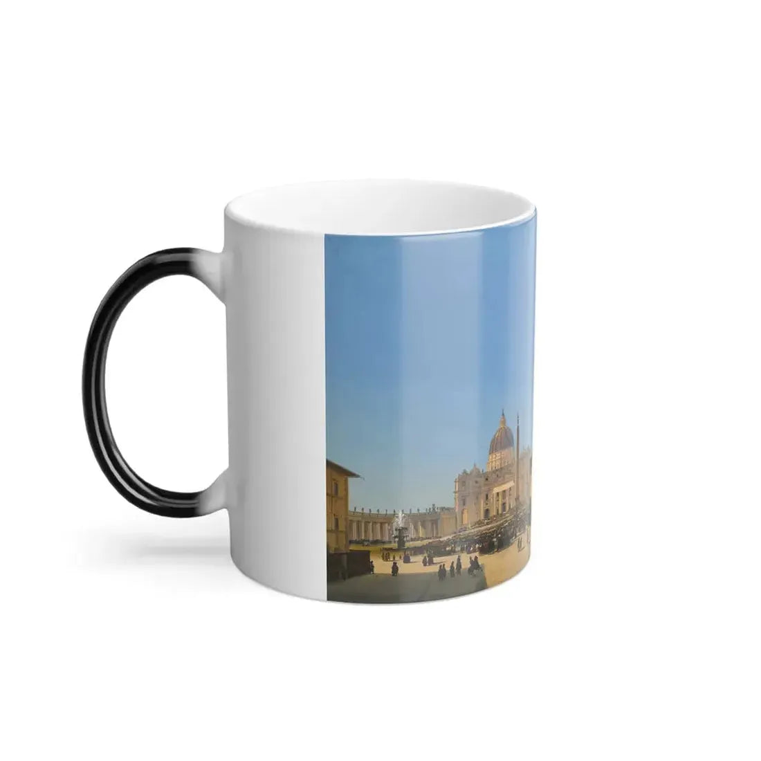 Ippolito Caffi (1809-1866) Rome, a View of Saint Peter's Basilica and Square with Crowds Awaiting a Papa-0 - Color Changing Mug 11oz - Go Mug Yourself