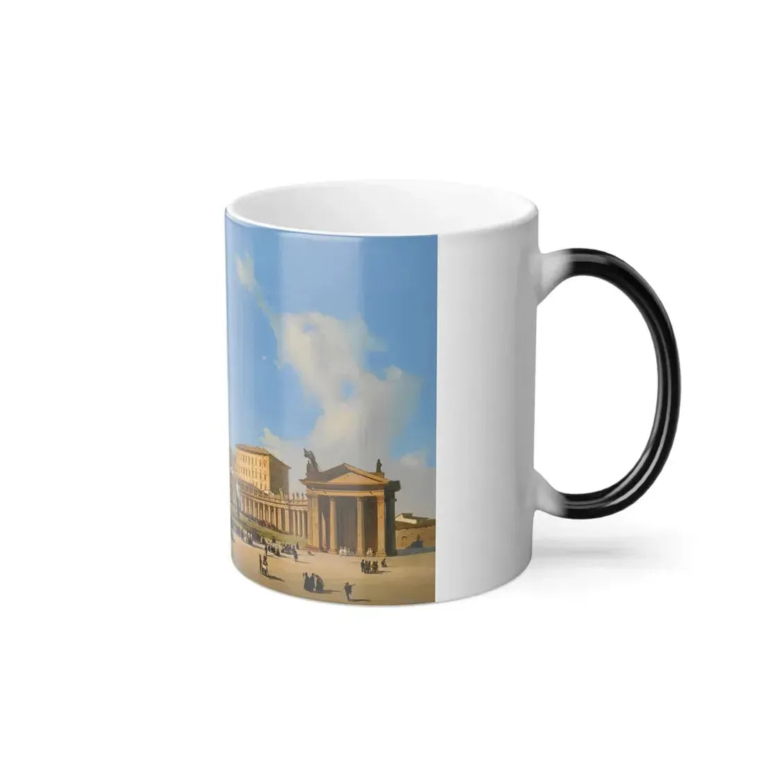 Ippolito Caffi (1809-1866) Rome, a View of Saint Peter's Basilica and Square with Crowds Awaiting a Papa-0 - Color Changing Mug 11oz - Go Mug Yourself