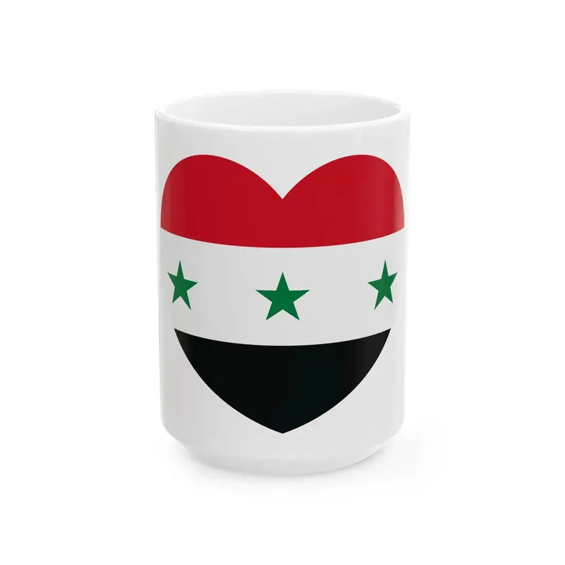 Iraq 1963-1991 and Syria 1963-1972 flag heart white (Iraq) White Coffee Mug 15oz - Go Mug Yourself