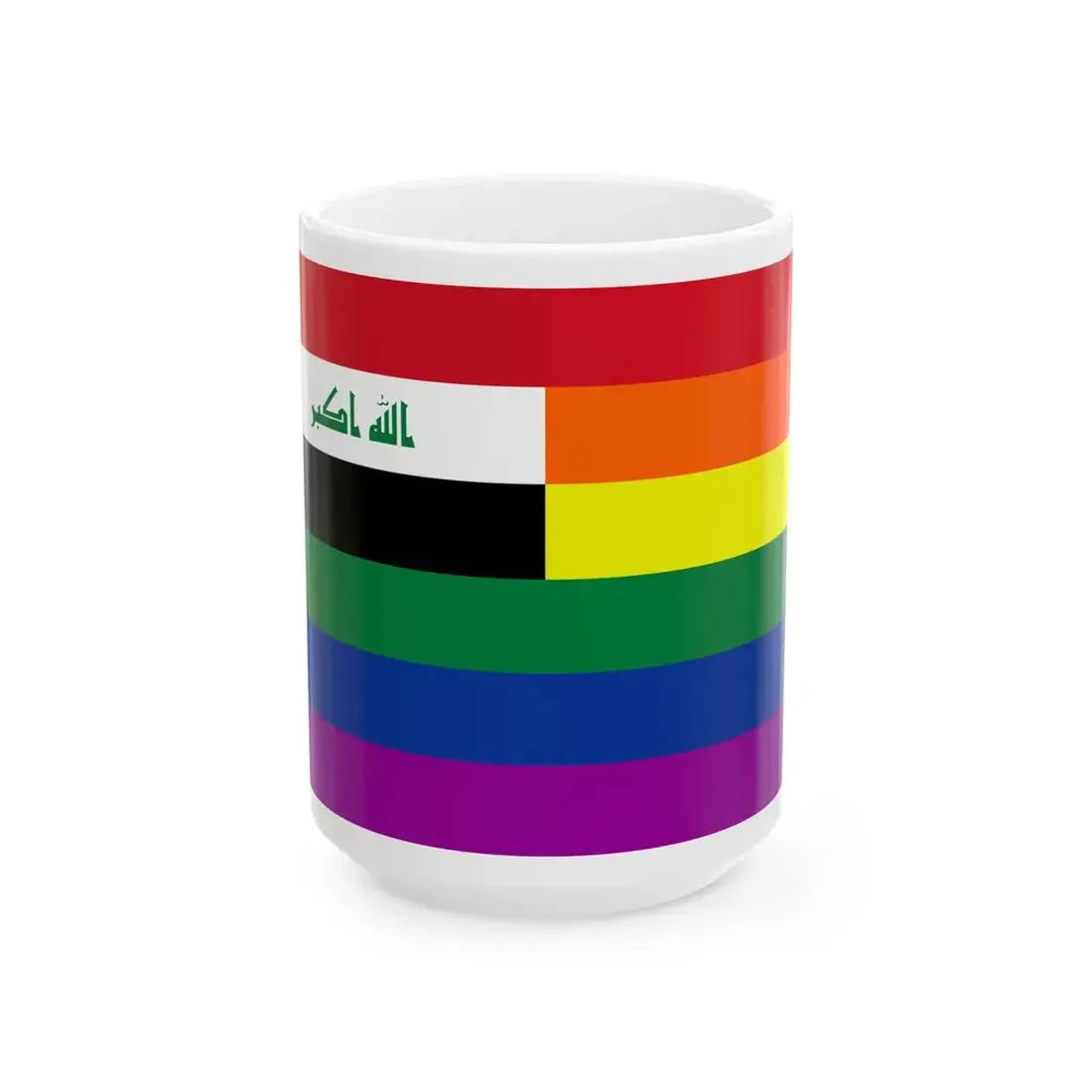 Iraq Rainbow Flag (Iraq) White Coffee Mug 15oz - Go Mug Yourself