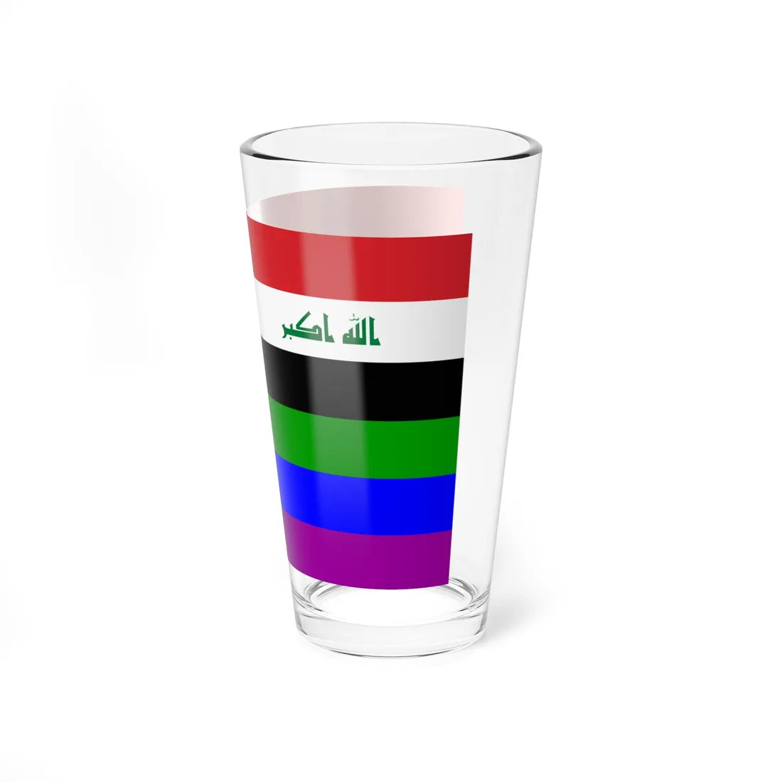 Iraq Rainbow Flag reverse (Iraq) Pint Glass 16oz - Go Mug Yourself