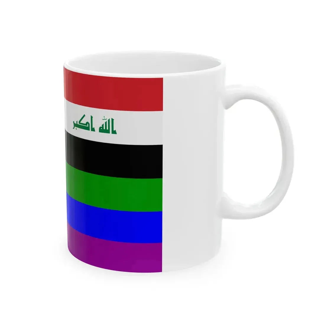 Iraq Rainbow Flag reverse (Iraq) White Coffee Mug - Go Mug Yourself