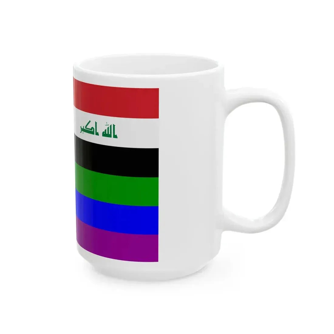 Iraq Rainbow Flag reverse (Iraq) White Coffee Mug - Go Mug Yourself
