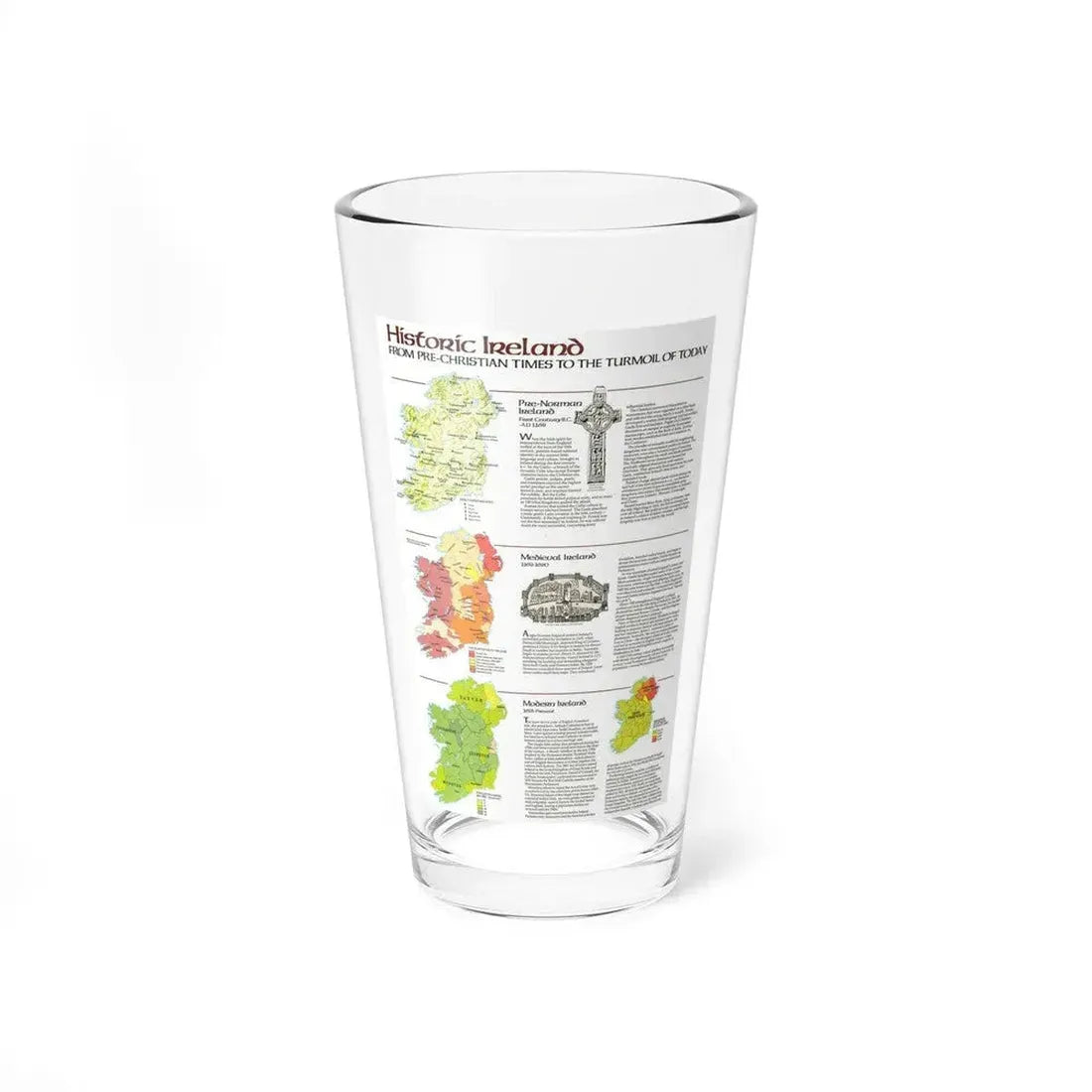Ireland - Historic Pre-Christian to the Modern Day (1981) (Map) Pint Glass 16oz 16oz - Go Mug Yourself