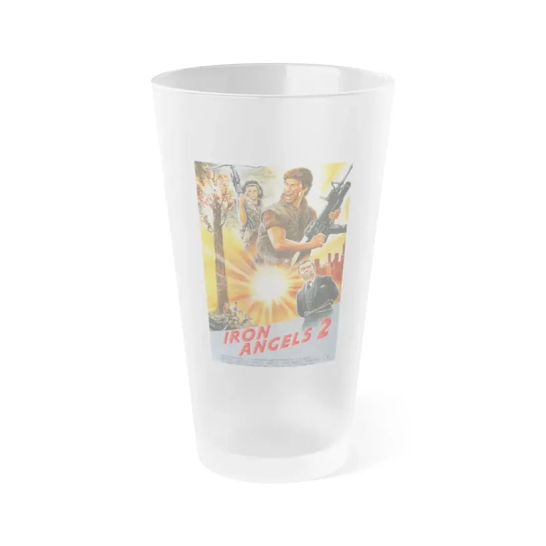 IRON ANGELS 2 1988 Movie Poster - Frosted Pint Glass 16oz 16oz Frosted - Go Mug Yourself