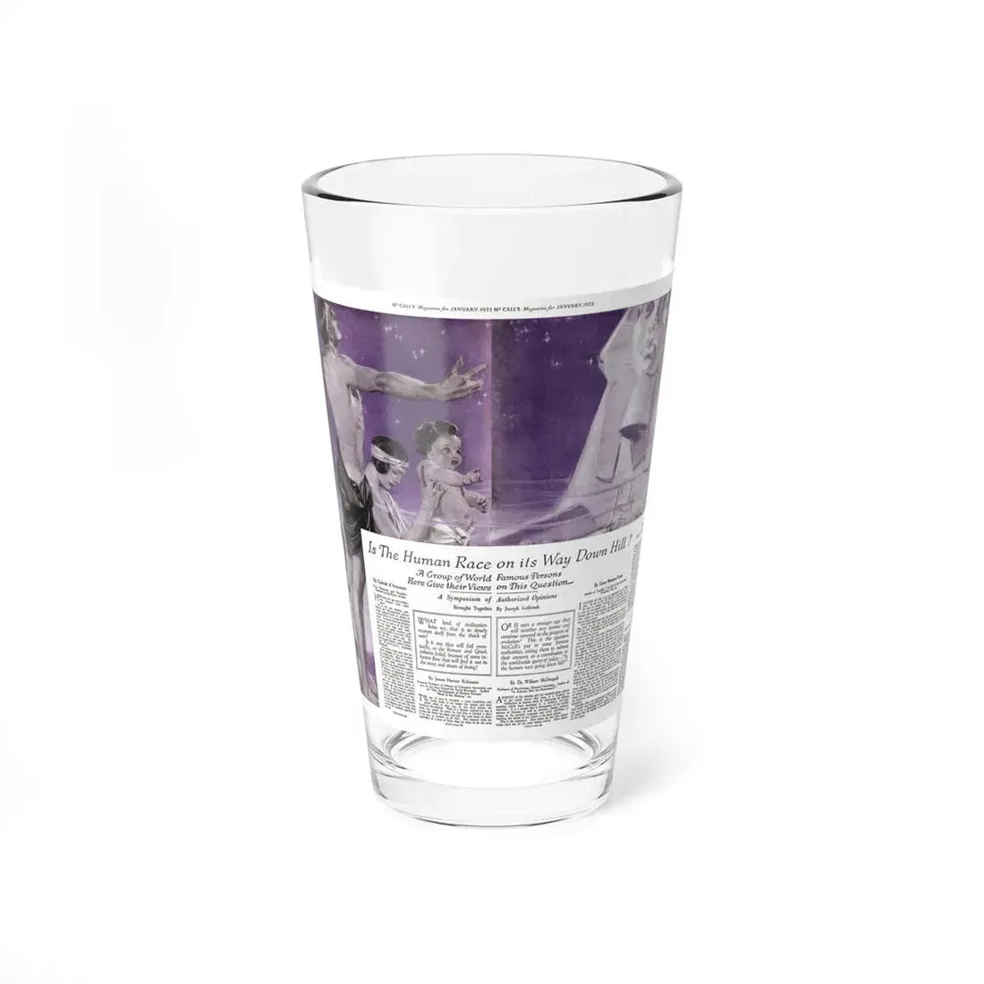 Is The Human Race on its Way Down Hill, McCalls magazine, January 1923 - Pint Glass 16oz 16oz - Go Mug Yourself
