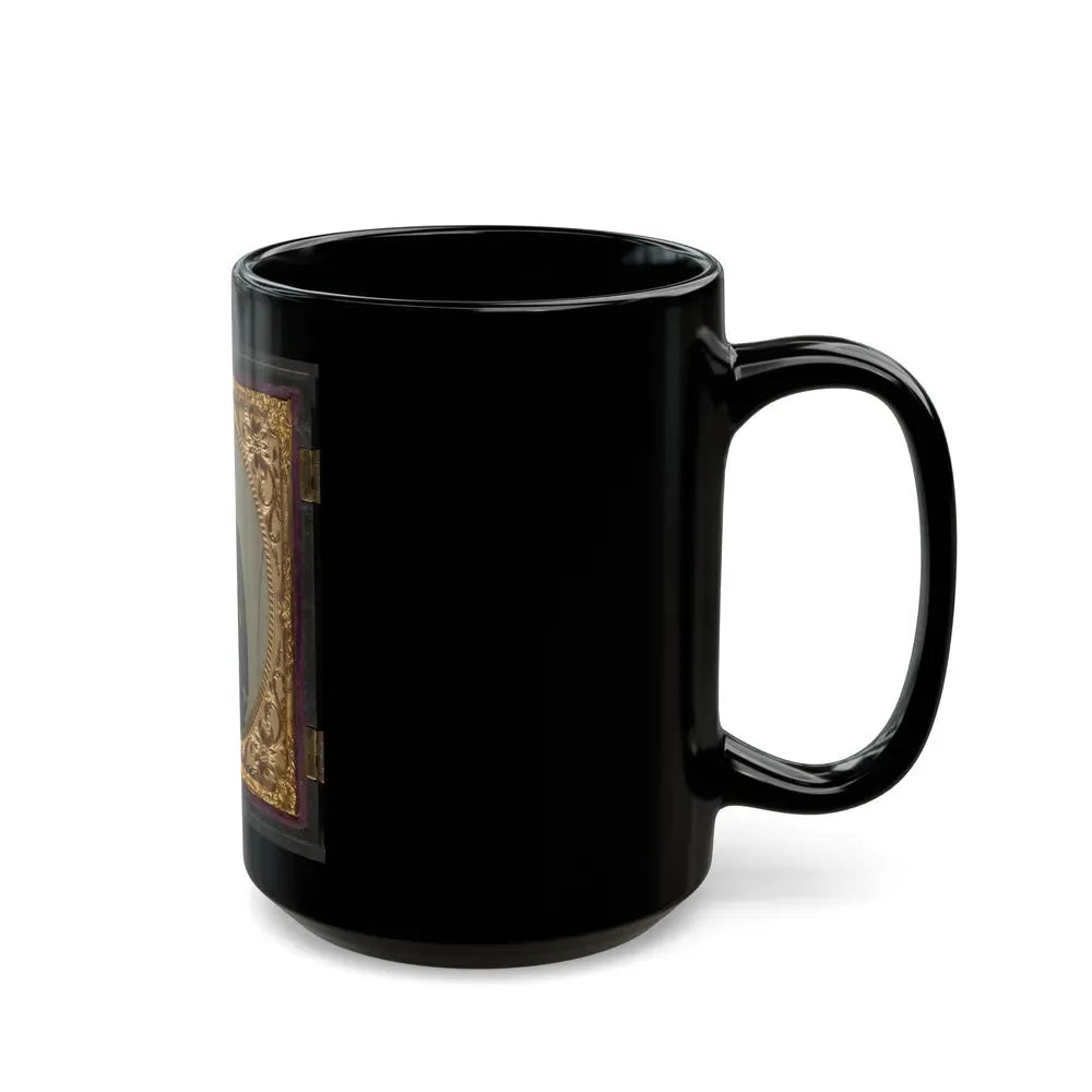 Isaac Yost Of Company C, 118th Regiment Illinois Infantry, Standing In Uniform With Bayoneted Musket And Revolver (U.S. Civil War) Black Coffee Mug - Go Mug Yourself