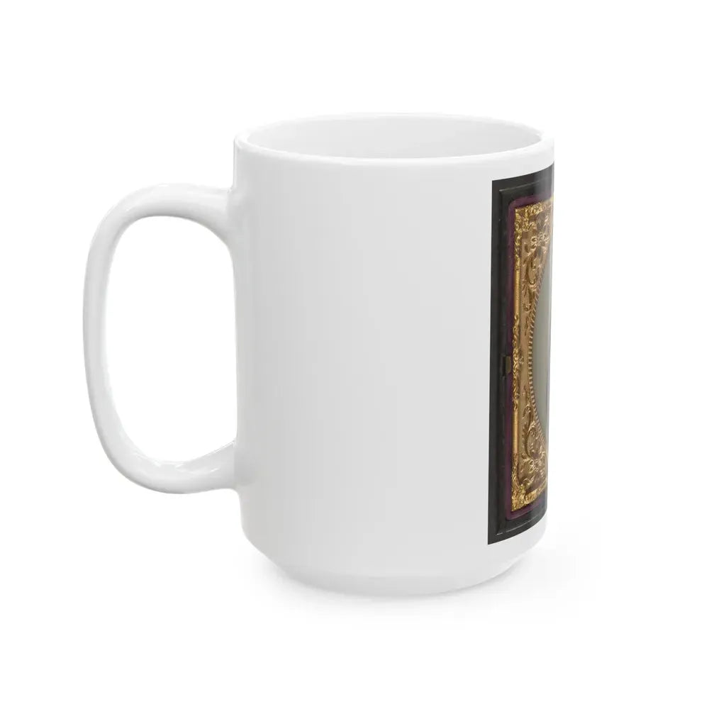 Isaac Yost Of Company C, 118th Regiment Illinois Infantry, Standing In Uniform With Bayoneted Musket And Revolver (U.S. Civil War) White Coffee Mug - Go Mug Yourself