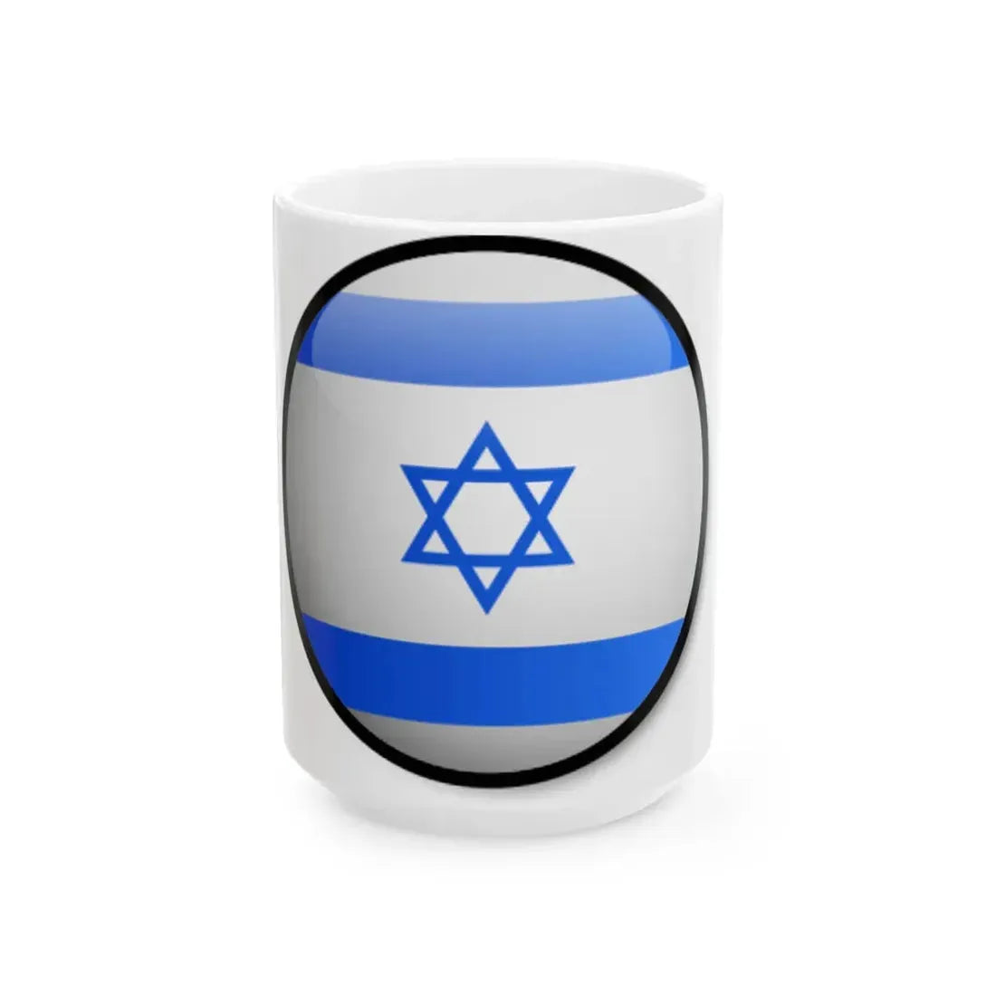 Israel Flag Round (Israel) White Coffee Mug 15oz - Go Mug Yourself