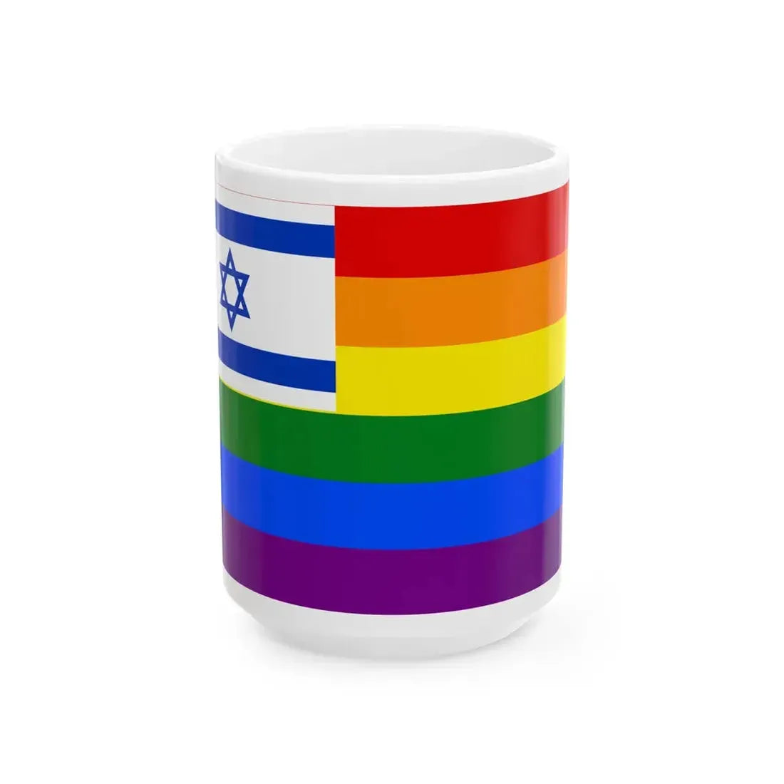 Israel-rainbow-flag (Israel) White Coffee Mug 15oz - Go Mug Yourself