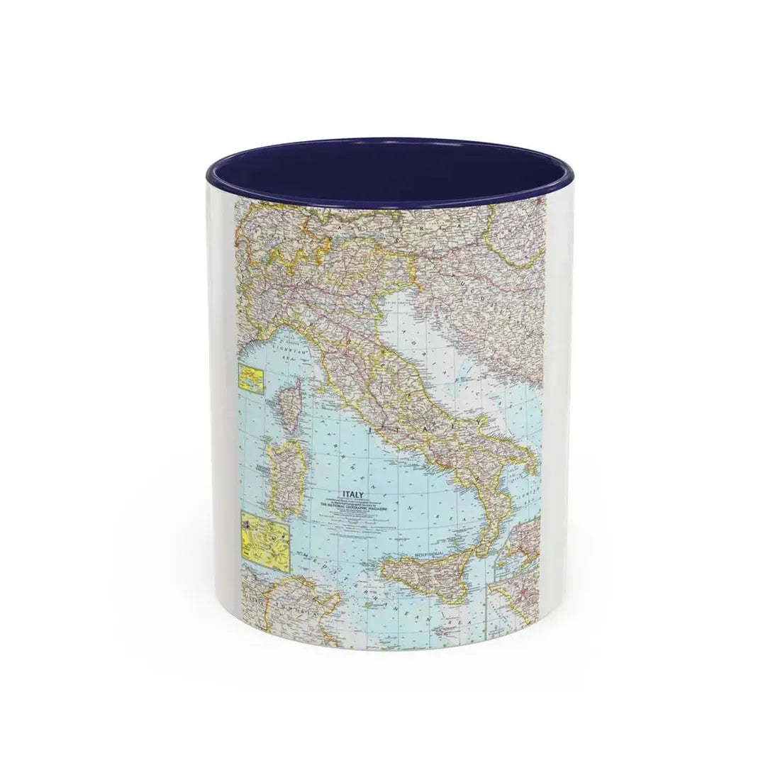 Italy (1961) (Map) Accent Coffee Mug 11oz Navy - Go Mug Yourself