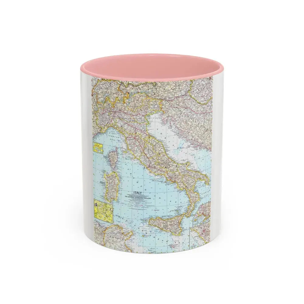 Italy (1961) (Map) Accent Coffee Mug 11oz Pink - Go Mug Yourself