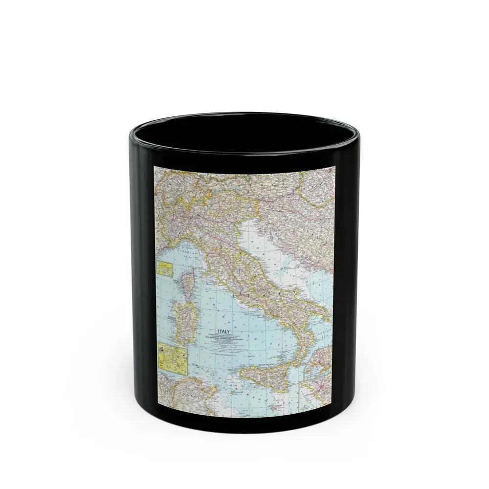 Italy (1961) (Map) Black Coffee Mug 11oz - Go Mug Yourself
