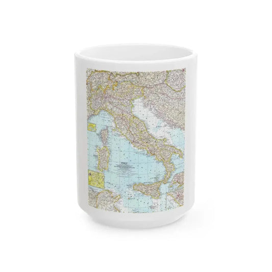 Italy (1961) (Map) White Coffee Mug 15oz - Go Mug Yourself