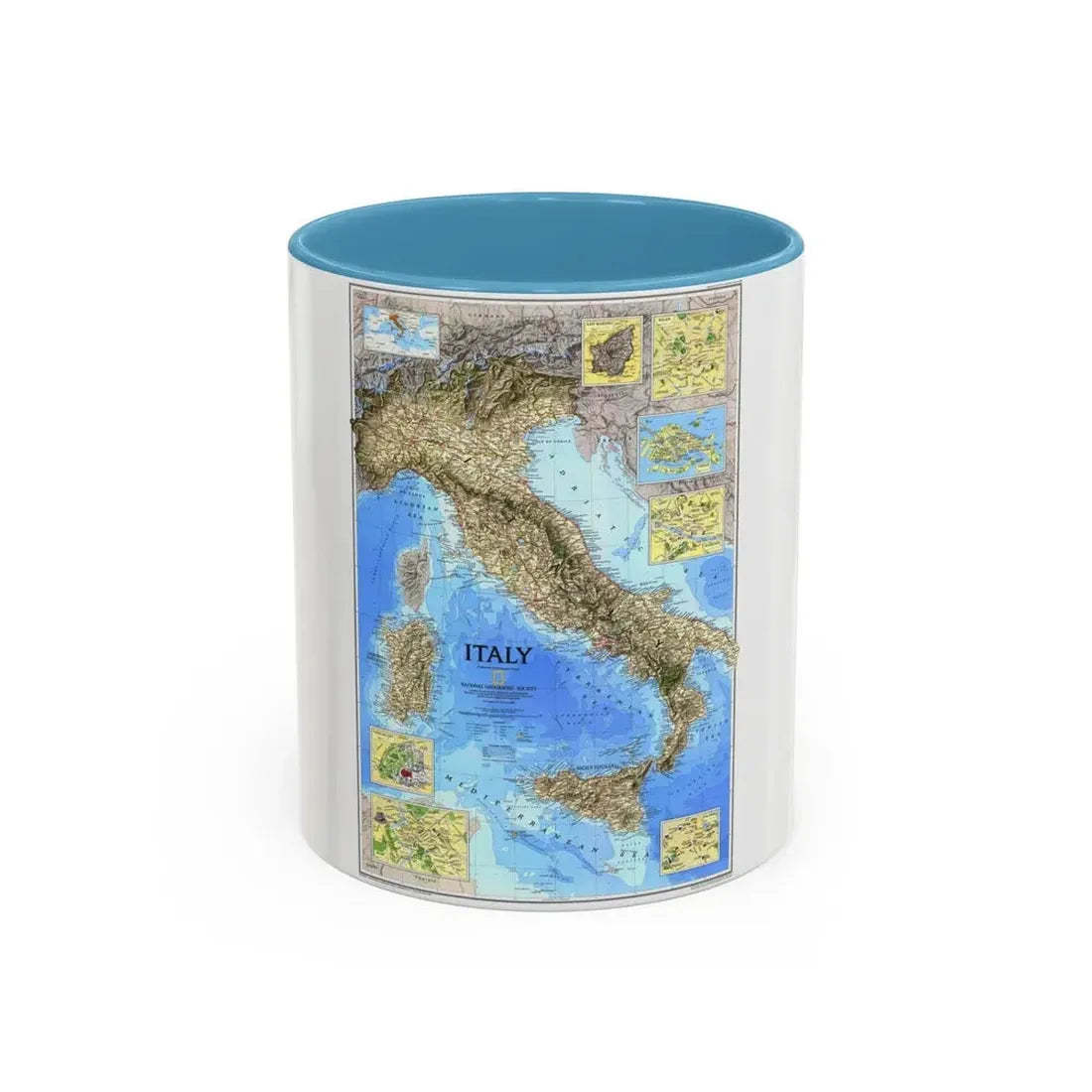 Italy (1995) (Map) Accent Coffee Mug 11oz Light Blue - Go Mug Yourself