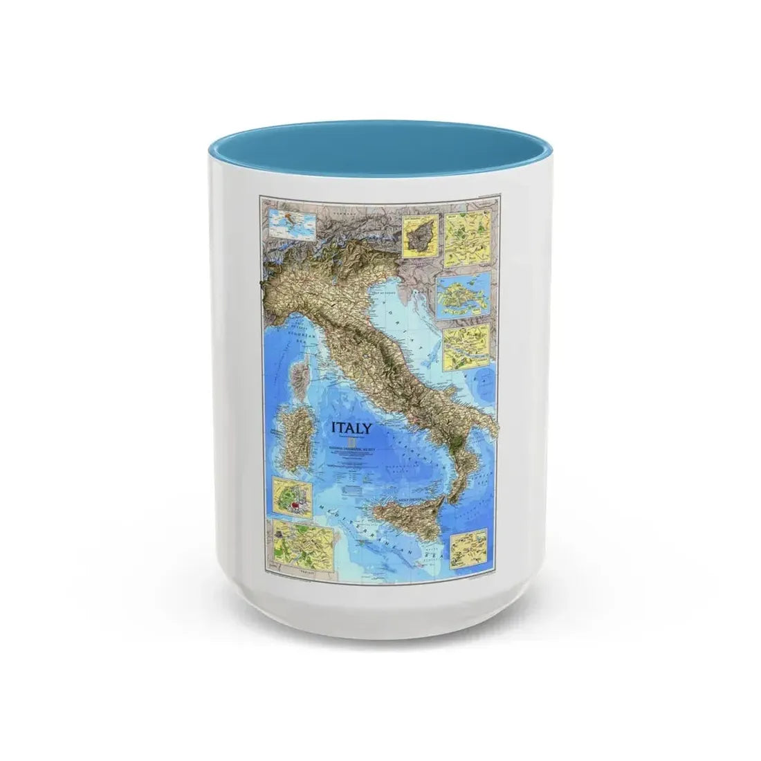 Italy (1995) (Map) Accent Coffee Mug 15oz Light Blue - Go Mug Yourself