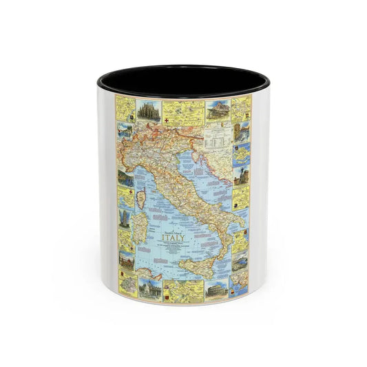 Italy - A Traveller's Map 1 (1970) (Map) Accent Coffee Mug 11oz Black - Go Mug Yourself