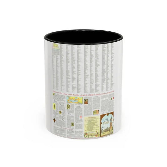 Italy - A Traveller's Map 2 (1970) (Map) Accent Coffee Mug 11oz Black - Go Mug Yourself