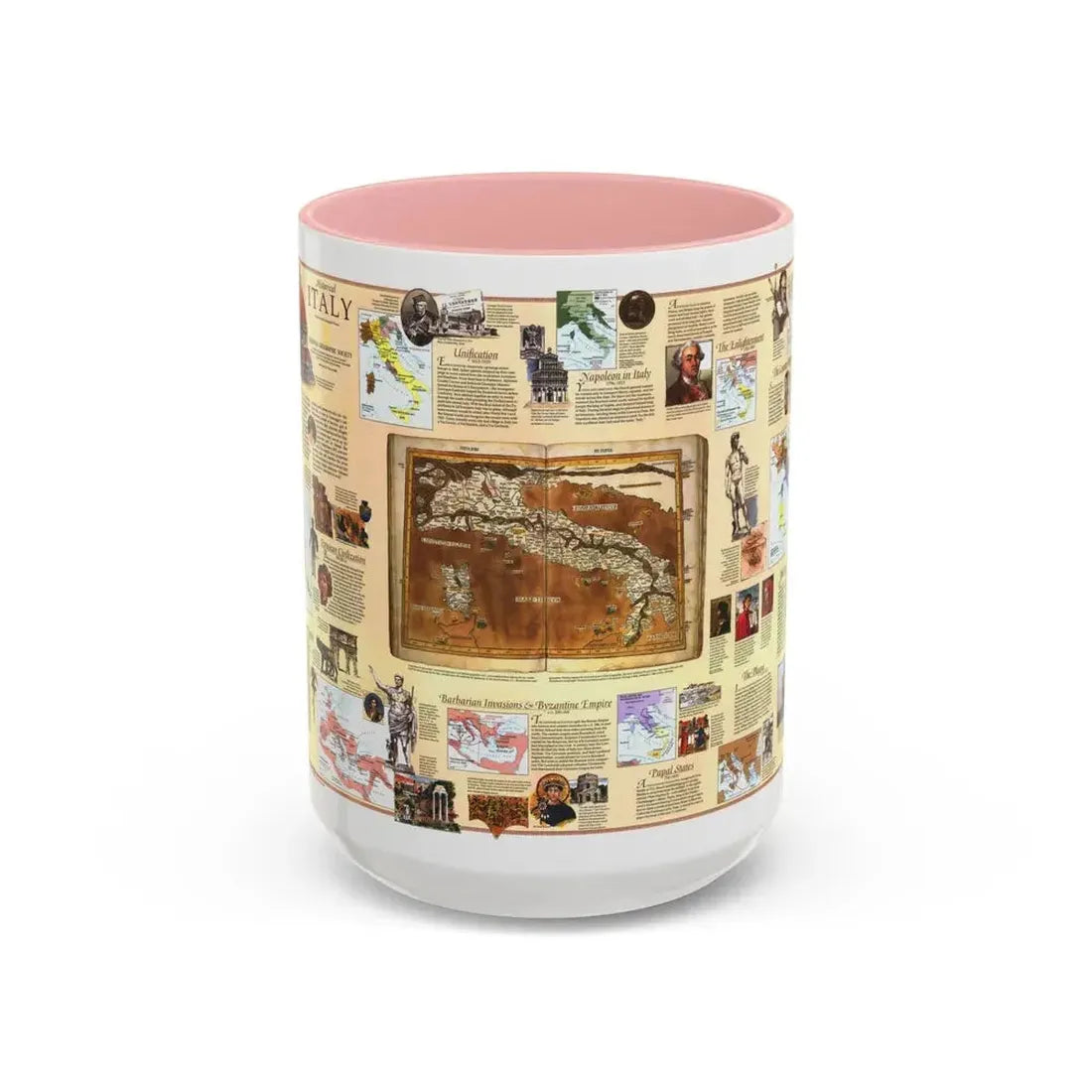 Italy - Historical (1995) (Map) Accent Coffee Mug 15oz Pink - Go Mug Yourself