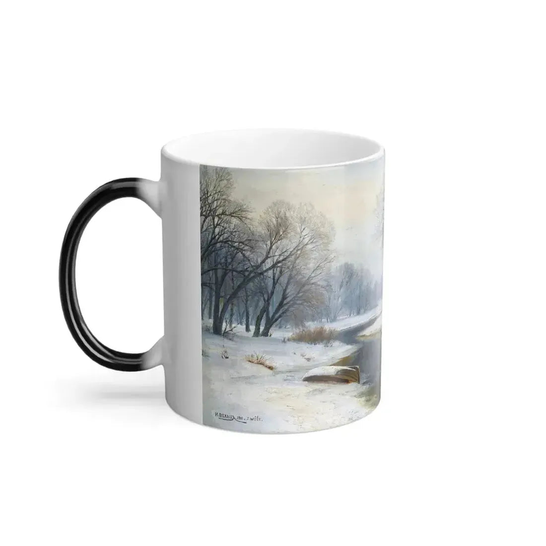 Ivan Avgustovich Veltz (1866-1926) Winter Landscape - Oil on Canvas 1911 - Color Changing Mug 11oz - Go Mug Yourself