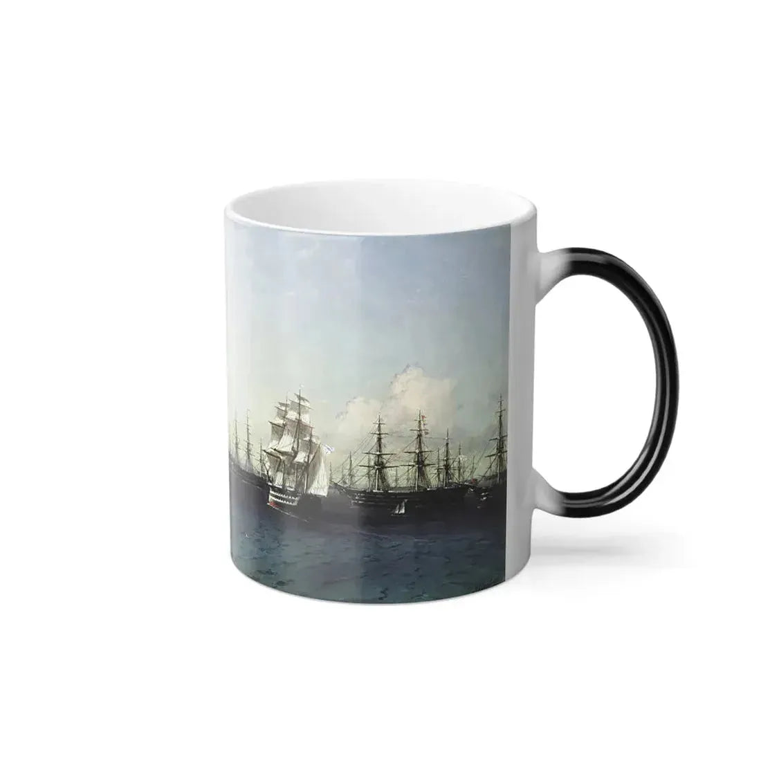 Ivan Constantinovich Aivazovsky (1817-1900) Black Sea Fleet in the Bay of Theodosia, just before the Cri-0 - Color Changing Mug 11oz - Go Mug Yourself