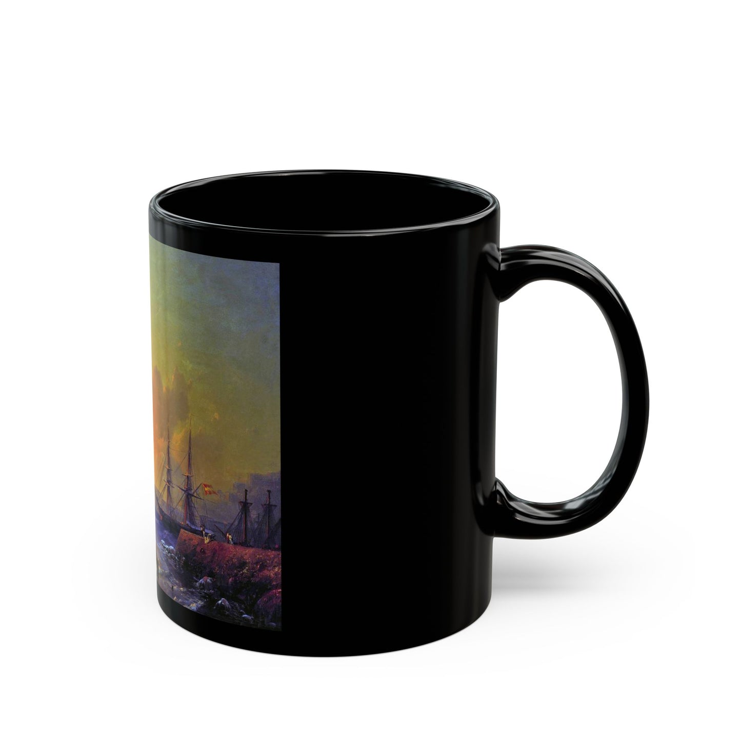 Ivan Constantinovich Aivazovsky (1817-1900) Seascape, Malaga - Black Coffee Mug-Go Mug Yourself