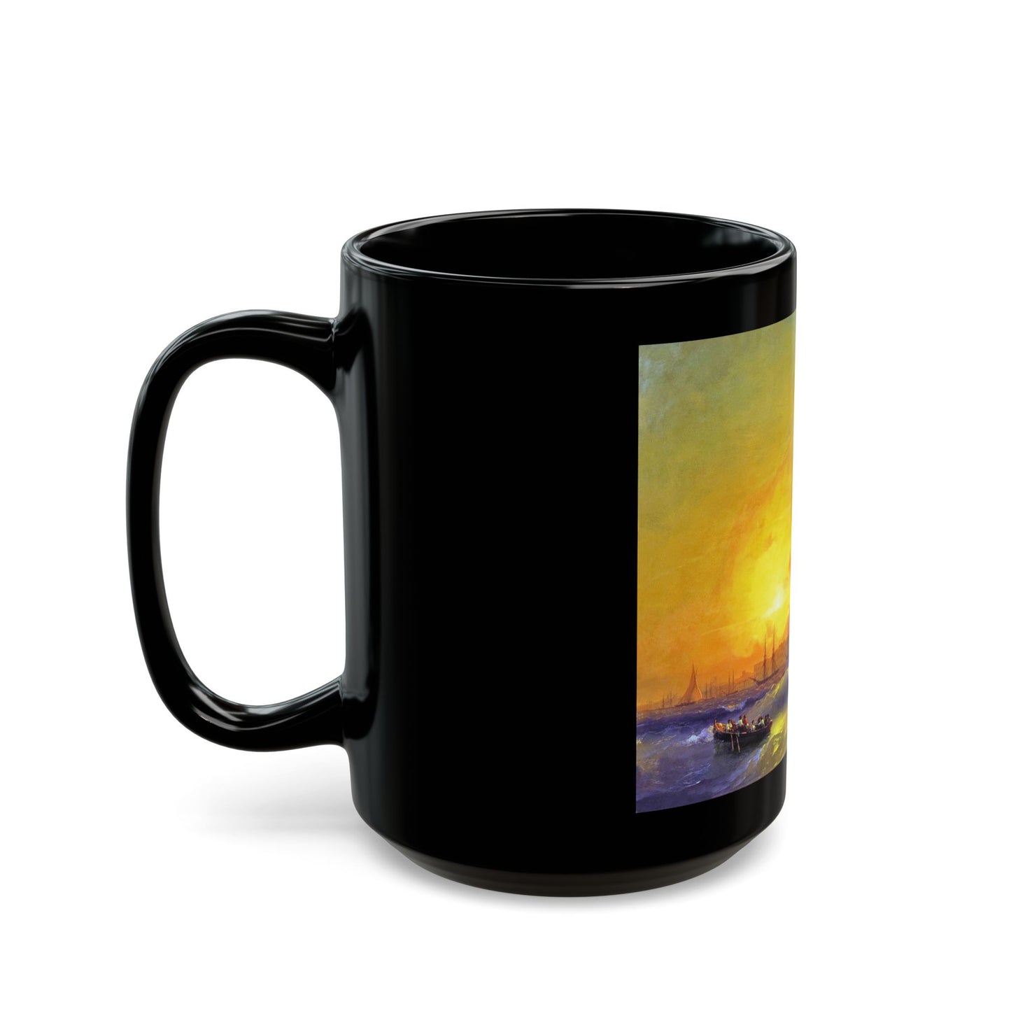 Ivan Constantinovich Aivazovsky (1817-1900) Seascape, Malaga - Black Coffee Mug-Go Mug Yourself