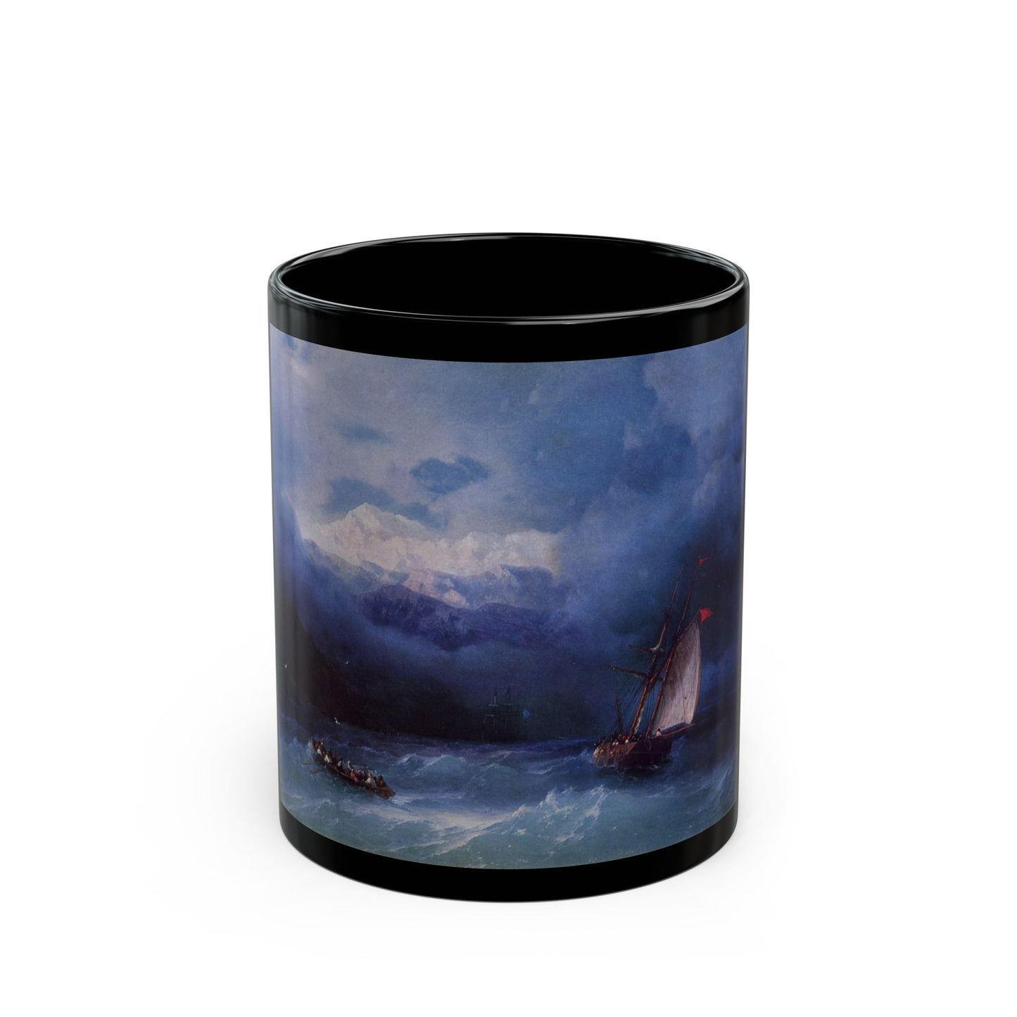 Ivan Constantinovich Aivazovsky (1817-1900) Stormy Sea - Black Coffee Mug-11oz-Go Mug Yourself