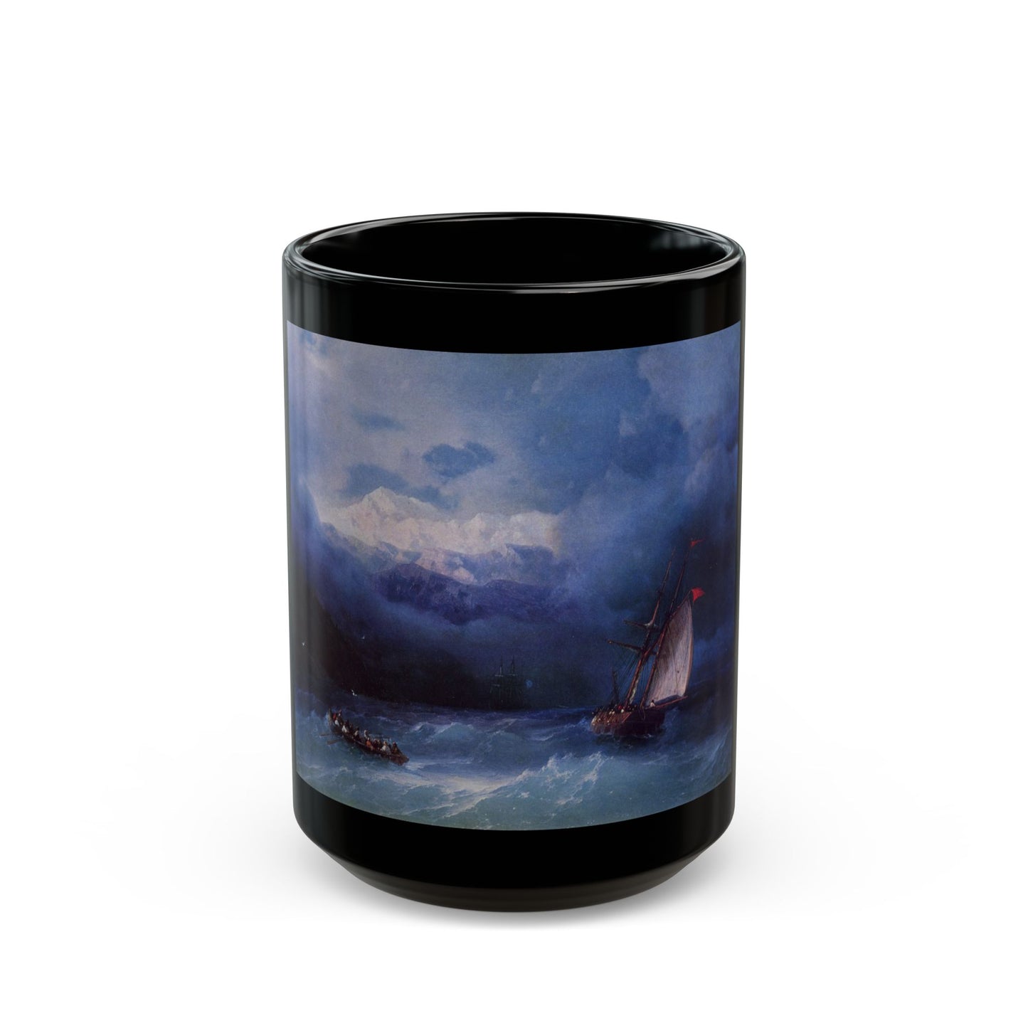 Ivan Constantinovich Aivazovsky (1817-1900) Stormy Sea - Black Coffee Mug-15oz-Go Mug Yourself