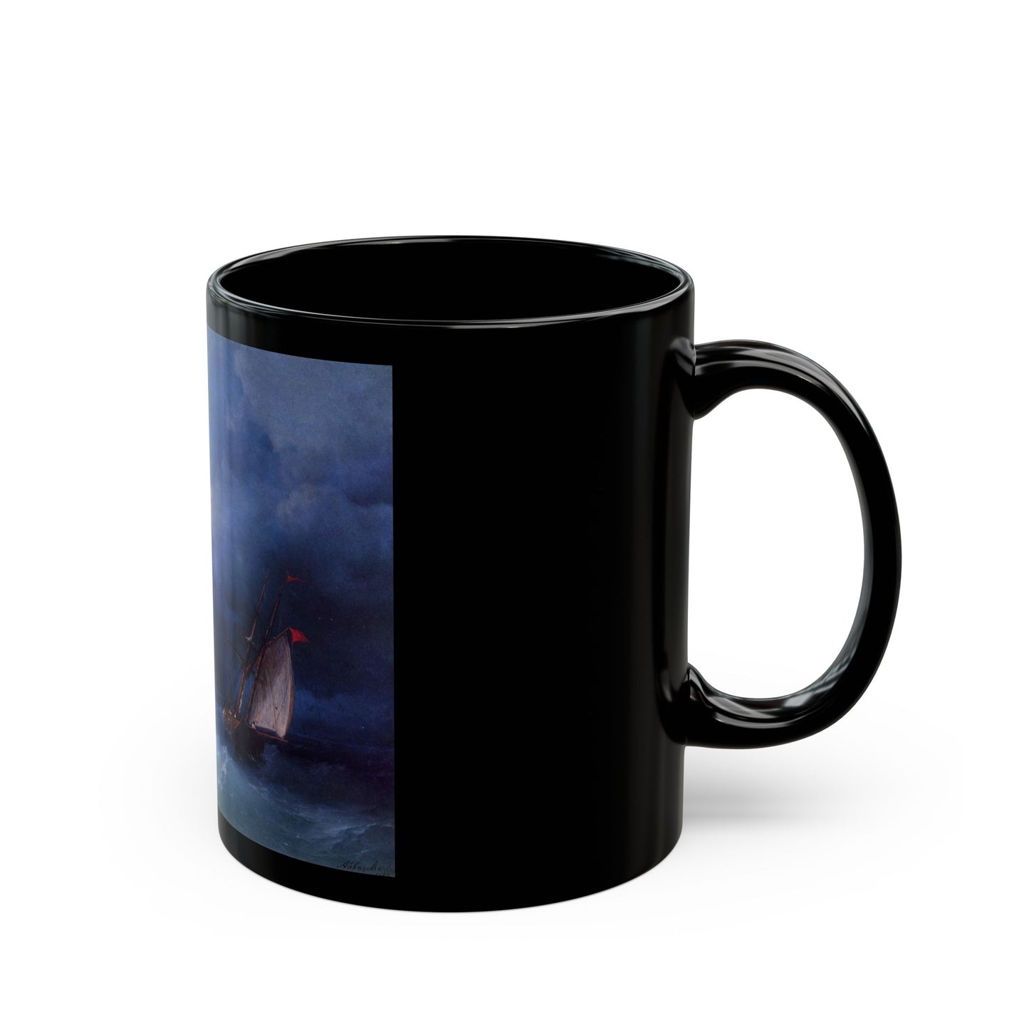 Ivan Constantinovich Aivazovsky (1817-1900) Stormy Sea - Black Coffee Mug-Go Mug Yourself