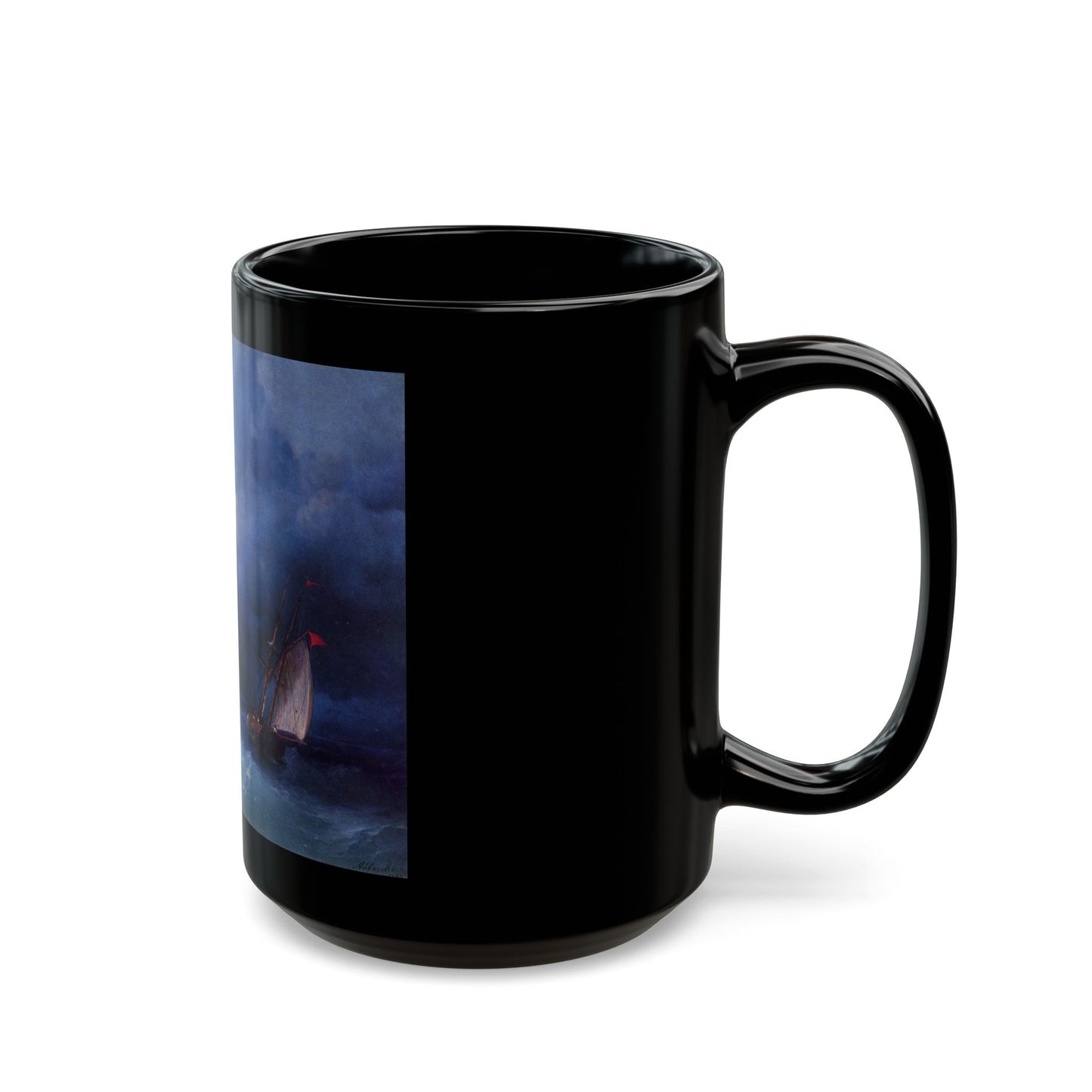Ivan Constantinovich Aivazovsky (1817-1900) Stormy Sea - Black Coffee Mug-Go Mug Yourself