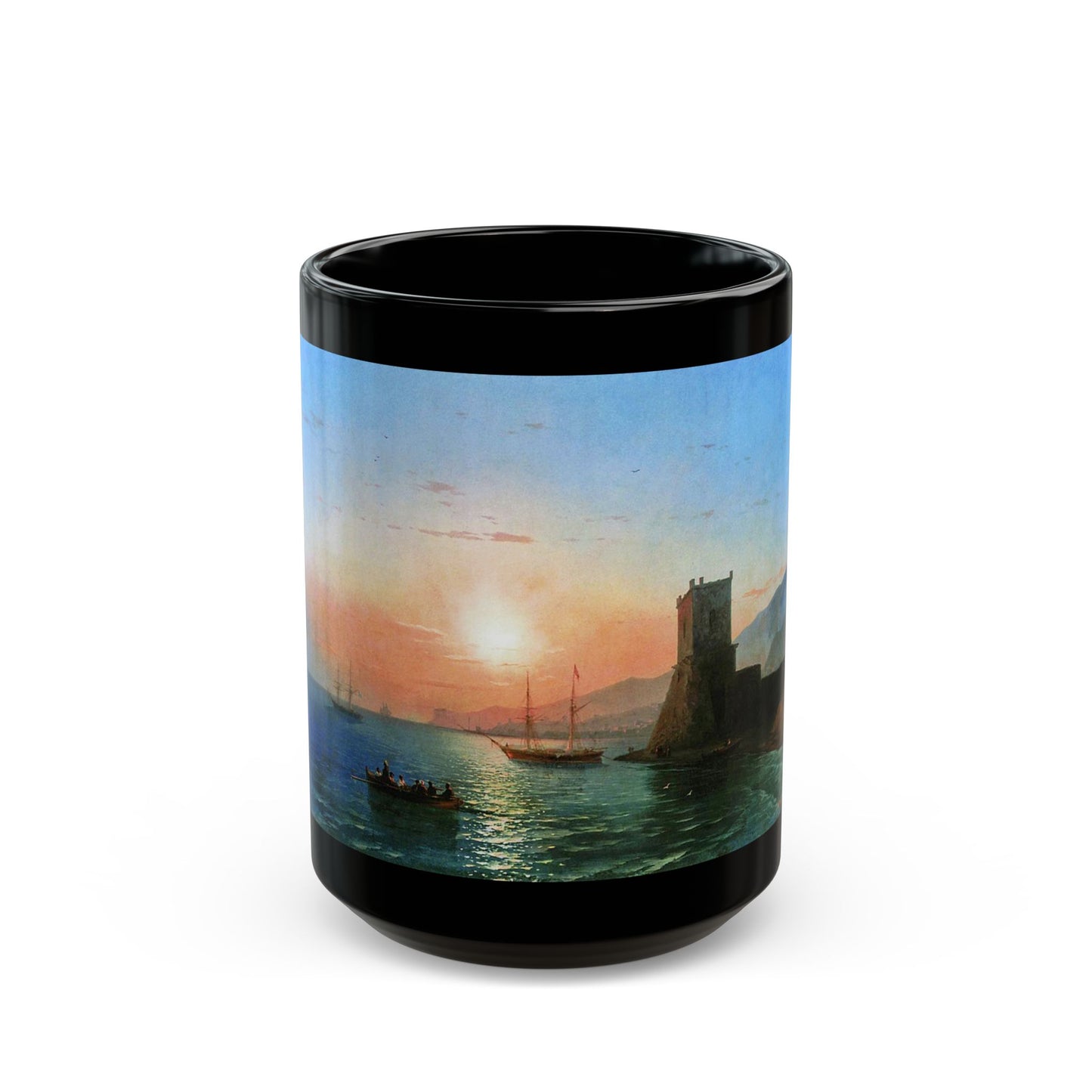 Ivan Constantinovich Aivazovsky (1817-1900) Sunset, Feodosiya - Black Coffee Mug-15oz-Go Mug Yourself