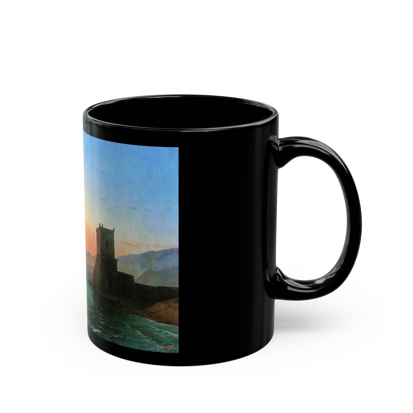 Ivan Constantinovich Aivazovsky (1817-1900) Sunset, Feodosiya - Black Coffee Mug-Go Mug Yourself
